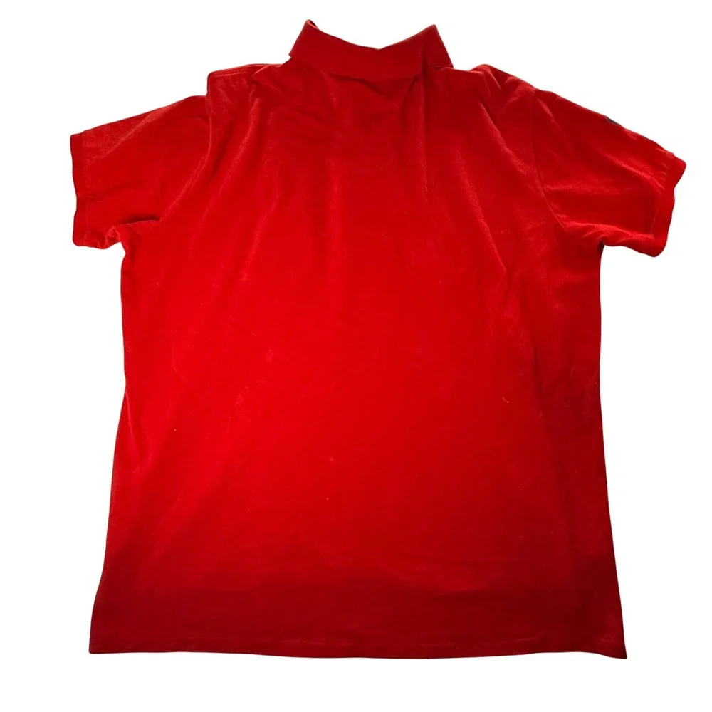 Polo Ralph Lauren Mens 2XL Red USA Custom Fit Big Pony 3 Patch Polo Shirt